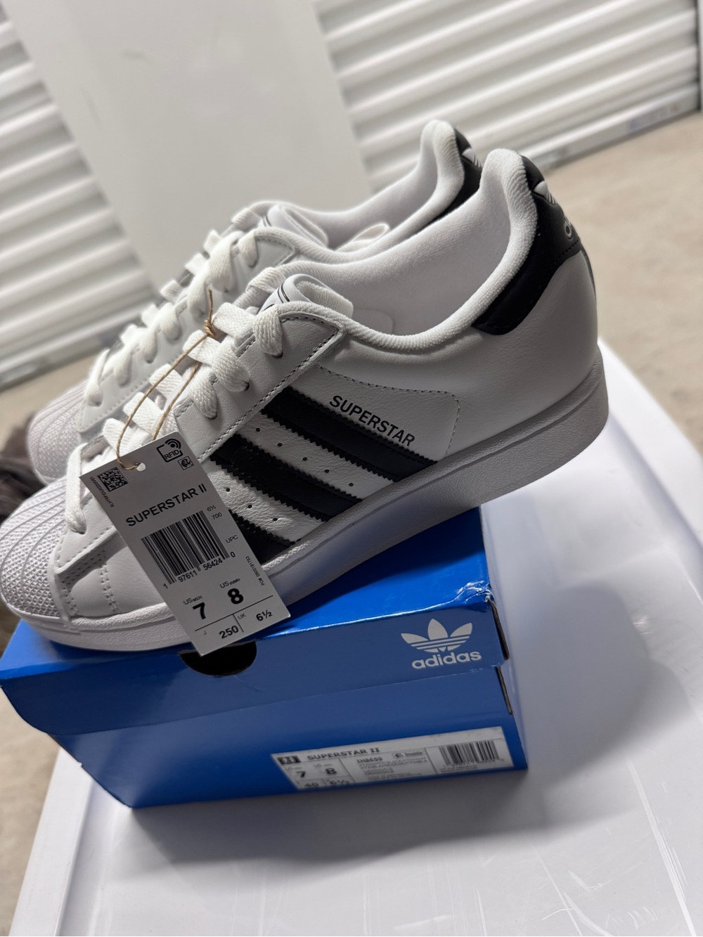 adidas White and Black Superstar sneakers, NIB